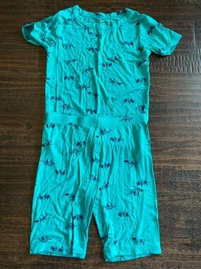 Carter's Teal Short Sleeve Pajama Set with Navy Dino Details